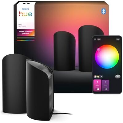 Philips Play Smart Wall Washer Schwarz, Weiß & Farblicht mit ColorCast-Technologie, Bluetooth-kompatibel, Sprachsteuerung mit Alexa, Apple Home & Google Assistant, 2er Pack Philips Play Smart Wall Washer Schwarz, Weiß & Farblicht mit ColorCast-Technologie, Bluetooth-kompatibel, Sprachsteuerung mit Alexa, Apple Home & Google Assistant, 2er Pack