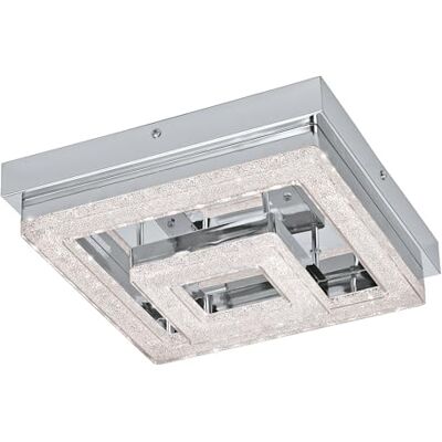 EGLO LED Deckenleuchte Fradelo, 2 flammige Deckenlampe, Wohnzimmerlampe aus Metall und Kunststoff in Chrom, Kristall in Klar, Schlafzimmerlampe eckig, LEDs warmweiß, L x B 26 cm EGLO LED Deckenleuchte Fradelo, 2 flammige Deckenlampe, Wohnzimmerlampe aus Metall und Kunststoff in Chrom, Kristall in Klar, Schlafzimmerlampe eckig, LEDs warmweiß, L x B 26 cm