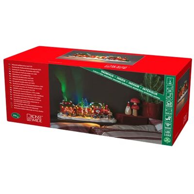 Konstsmide LED Szenerie Zug mit zwei Waggons und rotierendem Weihnachtsbaum, mit Musik, 19 bunte Dioden, 4,5V Innentrafo/batteriebetrieben, schwarzes Kabel, Batterie: 3 x AA 1, 5V (exkl.) 4235-000 Konstsmide LED Szenerie Zug mit zwei Waggons und rotierendem Weihnachtsbaum, mit Musik, 19 bunte Dioden, 4,5V Innentrafo/batteriebetrieben, schwarzes Kabel, Batterie: 3 x AA 1, 5V (exkl.) 4235-000
