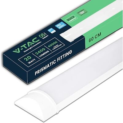 V-TAC Feuchtraumleuchte LED 60 CM 20W Samsung Chip Rechteckige Lampe 2400 Lumen IP20 für Wand, Garage, Shop LED Röhre Prismatische Deckenleuchte LED Licht 4000K Neutralweiß V-TAC Feuchtraumleuchte LED 60 CM 20W Samsung Chip Rechteckige Lampe 2400 Lumen IP20 für Wand, Garage, Shop LED Röhre Prismatische Deckenleuchte LED Licht 4000K Neutralweiß
