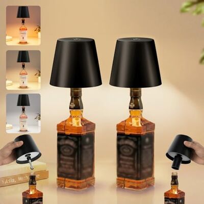 UPXNBOR LED Flaschenlampe 2 Stück, Flaschenlicht, Tischlampe Kabellos Akku für Innen & Außen 3 Lichtfarben Stufenlos Touchdimmbar, IP54 Wasserdicht, Vollmetallgehäuse, 5300 mAh Akku, Schwarz UPXNBOR LED Flaschenlampe 2 Stück, Flaschenlicht, Tischlampe Kabellos Akku für Innen & Außen 3 Lichtfarben Stufenlos Touchdimmbar, IP54 Wasserdicht, Vollmetallgehäuse, 5300 mAh Akku, Schwarz