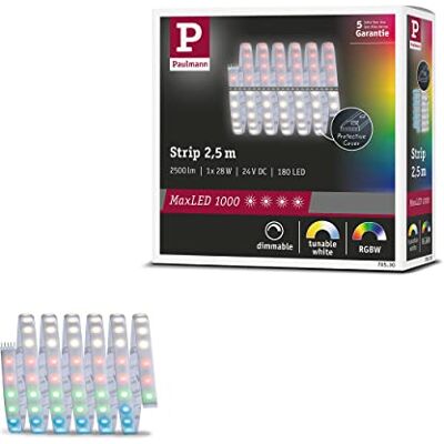 Paulmann 70530 MaxLED 1000 LED Strip RGBW Einzelstripe IP44 28W 1000lm/m dimmbar 2,5m Silber Kunststoff 72LEDs/m Paulmann 70530 MaxLED 1000 LED Strip RGBW Einzelstripe IP44 28W 1000lm/m dimmbar 2,5m Silber Kunststoff 72LEDs/m