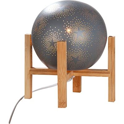 GILDE Porzellan Tischlampe mit Stern Motiv Lampe Standlampe mit Holzfuß und Lochmuster Deko Wohnzimmer Geschenke für Frauen Farbe: grau Höhe 24 cm GILDE Porzellan Tischlampe mit Stern Motiv Lampe Standlampe mit Holzfuß und Lochmuster Deko Wohnzimmer Geschenke für Frauen Farbe: grau Höhe 24 cm