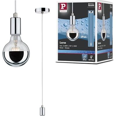 Paulmann 79753 Pendelleuchte Larus max. 60 Watt IP44 Pendellampe Chrom Hängelampe Metall Hängeleuchte E27 ohne Leuchtmittel Paulmann 79753 Pendelleuchte Larus max. 60 Watt IP44 Pendellampe Chrom Hängelampe Metall Hängeleuchte E27 ohne Leuchtmittel