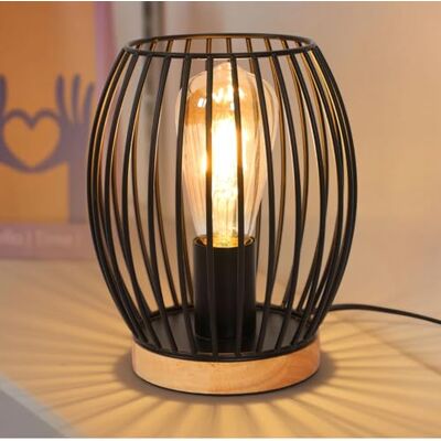 Comely Tischlampe, Nachttischlampe Schreibtischlampen für Schlafzimmer Wohnzimmer, schwarzer Retro Industrie Metallkäfiglampe Comely Tischlampe, Nachttischlampe Schreibtischlampen für Schlafzimmer Wohnzimmer, schwarzer Retro Industrie Metallkäfiglampe