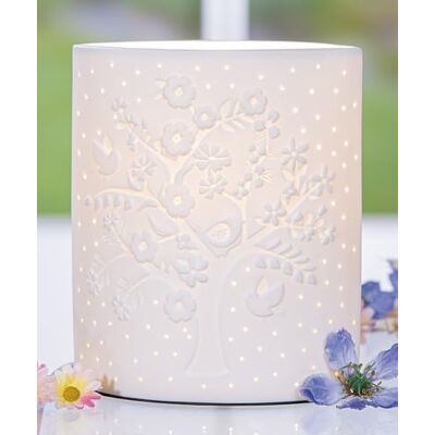 GILDE Tischleuchte Blüten Blumen Baum Vogel Lampe aus Porzellan weiß Höhe 20 cm stilvolle Beleuchtung für Wohnzimmer Schlafzimmer Dekoration GILDE Tischleuchte Blüten Blumen Baum Vogel Lampe aus Porzellan weiß Höhe 20 cm stilvolle Beleuchtung für Wohnzimmer Schlafzimmer Dekoration
