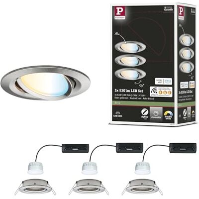 Paulmann 92441 LED Einbauleuchte Nova Coin rund 84mm 50° Tunable White 3x6W 3x530lm 230V Eisen gebürstet Alu Druckguss Paulmann 92441 LED Einbauleuchte Nova Coin rund 84mm 50° Tunable White 3x6W 3x530lm 230V Eisen gebürstet Alu Druckguss