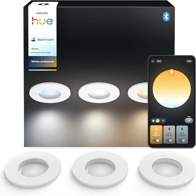 Philips White Ambiance Adore 3er Deckenspots rund, weiß 3x250lm inkl. Dimmschalter, Bad-Beleuchtung, dimmbar, steuerbar via App, kompatibel mit Amazon Alexa (Echo, Echo Dot), neue Generation Philips White Ambiance Adore 3er Deckenspots rund, weiß 3x250lm inkl. Dimmschalter, Bad-Beleuchtung, dimmbar, steuerbar via App, kompatibel mit Amazon Alexa (Echo, Echo Dot), neue Generation