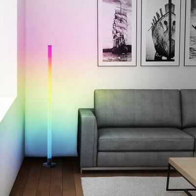 Lightbox RGB-LED Stehlampe 150 cm Höhe dimmbare Standleuchte mit Musiksensor & Fernbedienung & RGB-Frontlight max. 125 lm integiertes LED aus Aluminium/Kunststoff in Schwarz Lightbox RGB-LED Stehlampe 150 cm Höhe dimmbare Standleuchte mit Musiksensor & Fernbedienung & RGB-Frontlight max. 125 lm integiertes LED aus Aluminium/Kunststoff in Schwarz