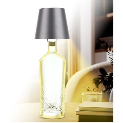 AddLiving LED Flaschenlampe Akku-Lampe mit Touch-Funktion Nachttischlampe dimmbar Lampenschirm 3 Lichtfarben 56 LEDs Wetterfest IP44 Bottle Light Inkl. 3 Flaschenaufsätze (Grau) AddLiving LED Flaschenlampe Akku-Lampe mit Touch-Funktion Nachttischlampe dimmbar Lampenschirm 3 Lichtfarben 56 LEDs Wetterfest IP44 Bottle Light Inkl. 3 Flaschenaufsätze (Grau)