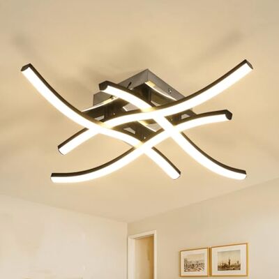 Comely LED Deckenleuchte, 4 Lichter Flurlampe Deckenlampe Modern 24W 2700LM, Schwarz Curved Design LED Deckenlampe für Wohnzimmer Schlafzimmer Küchen Comely LED Deckenleuchte, 4 Lichter Flurlampe Deckenlampe Modern 24W 2700LM, Schwarz Curved Design LED Deckenlampe für Wohnzimmer Schlafzimmer Küchen