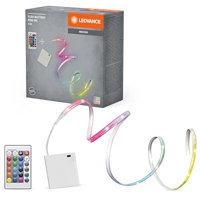 LEDVANCE FLEX LED-Lichtstreifen mit Akku-Betrieb, 5 W, RGB-Farbsteuerung, 5 m Länge, dimmbar, flexibel und biegsam, für Innenraumanwendungen geeignet, LED nicht austauschbar LEDVANCE FLEX LED-Lichtstreifen mit Akku-Betrieb, 5 W, RGB-Farbsteuerung, 5 m Länge, dimmbar, flexibel und biegsam, für Innenraumanwendungen geeignet, LED nicht austauschbar