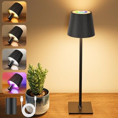 YICAIZI LED Tischlampe Kabellos Akku Tischlampen mit Flaschenverschluss & RGB, Stufenlos Dimmbar Aufladbar Tischleuchte mit 3 Farbtemperatur für Outdoor, Wohnzimmer, Schlafzimmer, Nachttisch, Schwarz YICAIZI LED Tischlampe Kabellos Akku Tischlampen mit Flaschenverschluss & RGB, Stufenlos Dimmbar Aufladbar Tischleuchte mit 3 Farbtemperatur für Outdoor, Wohnzimmer, Schlafzimmer, Nachttisch, Schwarz