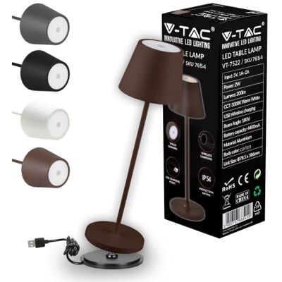 V-TAC Braune kabellose dimmbare Tischlampe - Innen Außen IP54 V-TAC Braune kabellose dimmbare Tischlampe - Innen Außen IP54