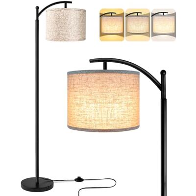 ROTTOGOON Stehlampe für Wohnzimmer mit 3 Farbtemperaturen LED Glühbirne Stehlampen Hoch Industrielle Stehlampe Lesen für Schlafzimmer Büro (9W LED-Glühbirne Beige Lampenschirm enthalten) Schwarz ROTTOGOON Stehlampe für Wohnzimmer mit 3 Farbtemperaturen LED Glühbirne Stehlampen Hoch Industrielle Stehlampe Lesen für Schlafzimmer Büro (9W LED-Glühbirne Beige Lampenschirm enthalten) Schwarz