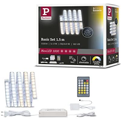 Paulmann 70531 MaxLED 1000 LED Strip Tunable White Basisset IP44 17W 1020lm/m dimmbar 1,5m Silber Kunststoff 108LEDs/m Paulmann 70531 MaxLED 1000 LED Strip Tunable White Basisset IP44 17W 1020lm/m dimmbar 1,5m Silber Kunststoff 108LEDs/m