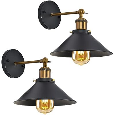 Comely 2 Stück Vintage Wandlampe, Schwarze Wandleuchte Industrial Design, 180° Verstellbare Wandlampe E27 max. 40W Deckenspots Innen für Wohnzimmer Schlafzimmer Büro Küche Flur Comely 2 Stück Vintage Wandlampe, Schwarze Wandleuchte Industrial Design, 180° Verstellbare Wandlampe E27 max. 40W Deckenspots Innen für Wohnzimmer Schlafzimmer Büro Küche Flur