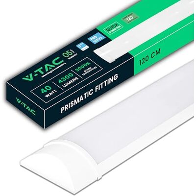 V-TAC Feuchtraumleuchte LED 120 CM 40W mit Samsung Chip Rechteckige Lampe 4300 Lumen IP20 für Wand, Garage, Shop LED Röhre Prismatische Deckenleuchte LED Licht 3000K Warmweiß V-TAC Feuchtraumleuchte LED 120 CM 40W mit Samsung Chip Rechteckige Lampe 4300 Lumen IP20 für Wand, Garage, Shop LED Röhre Prismatische Deckenleuchte LED Licht 3000K Warmweiß