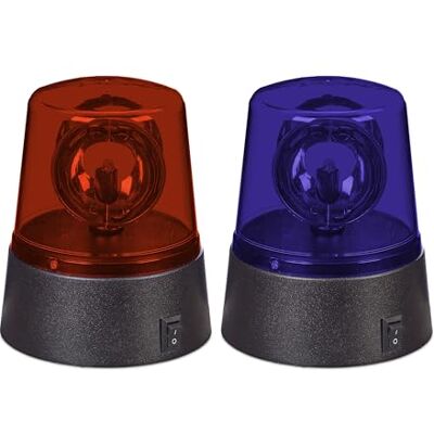 Relaxdays Rundumleuchte LED Blaulicht, batteriebetrieben, bunt Relaxdays Rundumleuchte LED Blaulicht, batteriebetrieben, bunt