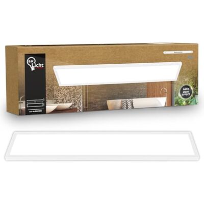 B.K.Licht LED Deckenlampe mit indirektem Licht, Flach, Neutralweißes Licht, IP44, Panel, LED Lampe, Deckenleuchte, Badezimmer Lampe, Wohnzimmerlampe, Küchenlampe, 98x20x3cm, Weiß B.K.Licht LED Deckenlampe mit indirektem Licht, Flach, Neutralweißes Licht, IP44, Panel, LED Lampe, Deckenleuchte, Badezimmer Lampe, Wohnzimmerlampe, Küchenlampe, 98x20x3cm, Weiß