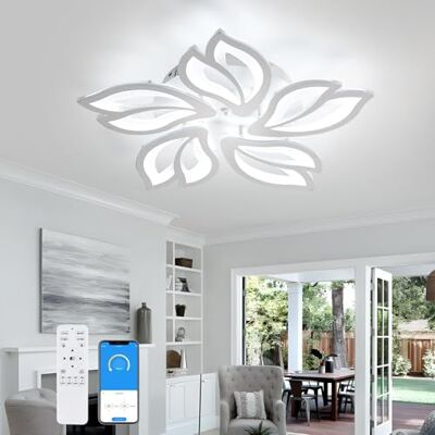 Comely LED Deckenleuchte Moderne, 45W Deckenlampe Dimmbar mit Fernbedienung, 3000K-6500K, Kreatives Blumendesign Kronleuchter für Wohnzimmer Schlafzimmer Küche, Weiß, 60 CM Comely LED Deckenleuchte Moderne, 45W Deckenlampe Dimmbar mit Fernbedienung, 3000K-6500K, Kreatives Blumendesign Kronleuchter für Wohnzimmer Schlafzimmer Küche, Weiß, 60 CM