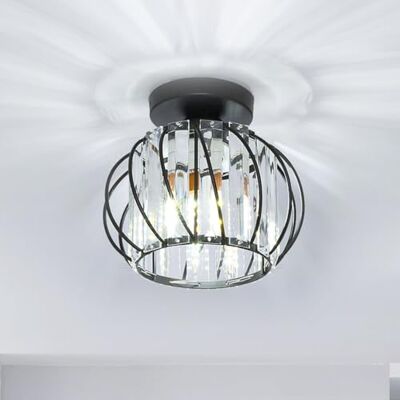 Goeco Deckenleuchte Kristall Schwarz, E27 Moderne Deckenlampe, Vintage Industrie Kronleuchter mit Käfig-förmigen Lampenschirm für Eingang Flur Schlafzimmer Wohnzimmer Goeco Deckenleuchte Kristall Schwarz, E27 Moderne Deckenlampe, Vintage Industrie Kronleuchter mit Käfig-förmigen Lampenschirm für Eingang Flur Schlafzimmer Wohnzimmer