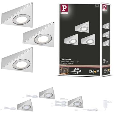 Paulmann 92125 LED Unterschrankleuchte Trias inkl. Näherungsensor 3er-Set 3000K 2,7W 135x132mm 185lm Eisen gebürstet Möbelaufbauleuchte Paulmann 92125 LED Unterschrankleuchte Trias inkl. Näherungsensor 3er-Set 3000K 2,7W 135x132mm 185lm Eisen gebürstet Möbelaufbauleuchte