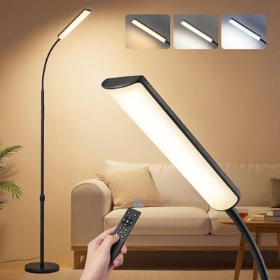 VASAGLE Stehlampe, Stehleuchte, Leselampe, 15 Watt, 141-175 cm höhenverstellbar, 360° drehbarer Schwanenhals, Timer- und Memory-Funktion, Fernbedienung, für Wohnzimmer, Mattschwarz LFL007BD02 VASAGLE Stehlampe, Stehleuchte, Leselampe, 15 Watt, 141-175 cm höhenverstellbar, 360° drehbarer Schwanenhals, Timer- und Memory-Funktion, Fernbedienung, für Wohnzimmer, Mattschwarz LFL007BD02