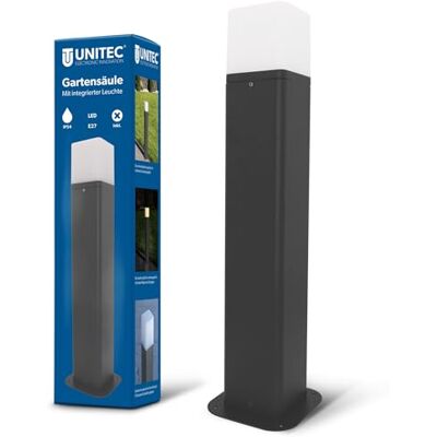 Unitec Gartensäule mit Leuchte, zur Beleuchtung des Außenbereichs, aus Aluminium, IP54, E27, 50 x 12 x 12 cm, anthrazit Unitec Gartensäule mit Leuchte, zur Beleuchtung des Außenbereichs, aus Aluminium, IP54, E27, 50 x 12 x 12 cm, anthrazit