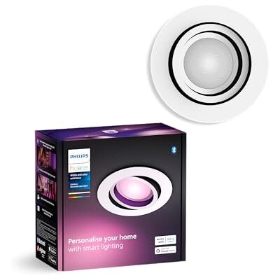 Philips White & Color Ambiance Centura runde Einbauspots 1er Pack (400 lm), dimmbare Deckenlampen mit 16 Mio. Farben, smarte Lichtsteuerung über Sprache und App, weiß, neue Generation Philips White & Color Ambiance Centura runde Einbauspots 1er Pack (400 lm), dimmbare Deckenlampen mit 16 Mio. Farben, smarte Lichtsteuerung über Sprache und App, weiß, neue Generation