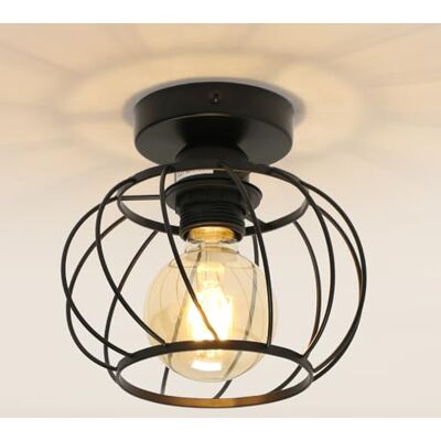 Goeco Deckenleuchte Industrial, Deckenlampe Schwarz mit Spiralkäfig Lampenschirm, E27 Retro Deckenleuchte Hängelampe für Küchenlampe, Balkonlampe, Flurlampe, Kabinenlampe Goeco Deckenleuchte Industrial, Deckenlampe Schwarz mit Spiralkäfig Lampenschirm, E27 Retro Deckenleuchte Hängelampe für Küchenlampe, Balkonlampe, Flurlampe, Kabinenlampe