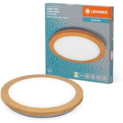 LEDVANCE ORBIS Disc Wand-/Deckenleuchte mit LED, Holzdekor, 22W, 1800lm, 3000/4000K, via Wandschalter mit Click CCT einstellbar, 30cm Durchmesser, IP44 Schutz für Badezimmer, Schrauben/Dübel inklusive LEDVANCE ORBIS Disc Wand-/Deckenleuchte mit LED, Holzdekor, 22W, 1800lm, 3000/4000K, via Wandschalter mit Click CCT einstellbar, 30cm Durchmesser, IP44 Schutz für Badezimmer, Schrauben/Dübel inklusive