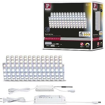 Paulmann 78873 LED Stripe MaxLED 500 Basisset Smart Home Zigbee Tunable White 5m IP44 26W 230/24V 2750lm Silber LED Lichtband spritzwassergeschützt Paulmann 78873 LED Stripe MaxLED 500 Basisset Smart Home Zigbee Tunable White 5m IP44 26W 230/24V 2750lm Silber LED Lichtband spritzwassergeschützt