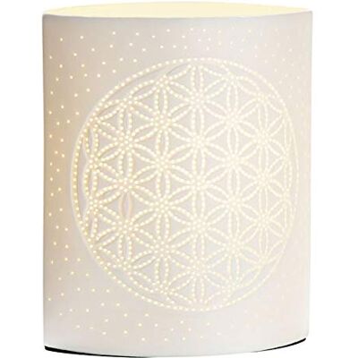 GILDE Lampe Tischleuchte aus Porzellan weiß Motiv: Lebensblume Fassung E 14, max 40 Watt Fassung E 14, max 40 Watt Höhe 20 cm GILDE Lampe Tischleuchte aus Porzellan weiß Motiv: Lebensblume Fassung E 14, max 40 Watt Fassung E 14, max 40 Watt Höhe 20 cm
