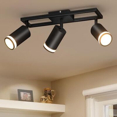 Dehobo LED Deckenstrahler 3 Flammig Schwarz GU10, Deckenlampe Strahler Schwenkbar 350°, Deckenspots für Küche Schlafzimmer Wohnzimmer, Nein Leuchtmittel Dehobo LED Deckenstrahler 3 Flammig Schwarz GU10, Deckenlampe Strahler Schwenkbar 350°, Deckenspots für Küche Schlafzimmer Wohnzimmer, Nein Leuchtmittel