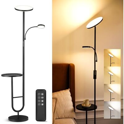 LuminexDesigns Stehlampe mit Tisch, 36W+7W LED Stehlampe dimmbar 3200LM+600LM Moderne Stehleuchte Wohnzimmer & Deckenfluter mit Fernbedienung, 2700K-6500K Schwarz LuminexDesigns Stehlampe mit Tisch, 36W+7W LED Stehlampe dimmbar 3200LM+600LM Moderne Stehleuchte Wohnzimmer & Deckenfluter mit Fernbedienung, 2700K-6500K Schwarz