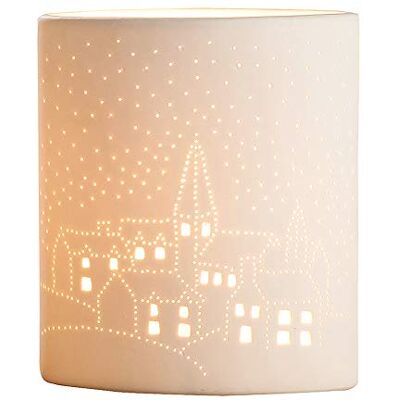 GILDE Deko Lampe Tischleuchte Motiv: Kirche aus Porzellan weiß Fassung E 14, max 40 Watt Höhe 20 cm GILDE Deko Lampe Tischleuchte Motiv: Kirche aus Porzellan weiß Fassung E 14, max 40 Watt Höhe 20 cm