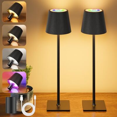 YICAIZI LED Tischlampe 2 Stück Kabellos Akku Tischlampen mit Flaschenverschluss & RGB, Stufenlos Dimmbar Aufladbar Tischleuchte mit 3 Farbtemperatur für Outdoor, Wohnzimmer, Schlafzimmer, Schwarz YICAIZI LED Tischlampe 2 Stück Kabellos Akku Tischlampen mit Flaschenverschluss & RGB, Stufenlos Dimmbar Aufladbar Tischleuchte mit 3 Farbtemperatur für Outdoor, Wohnzimmer, Schlafzimmer, Schwarz