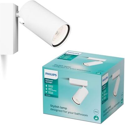 Philips Idris LED 1er Spotleuchte, ideal geeignet für das Badezimmer, GU10 Lampe nicht enthalten, Weiß, IP44, wasserfest Philips Idris LED 1er Spotleuchte, ideal geeignet für das Badezimmer, GU10 Lampe nicht enthalten, Weiß, IP44, wasserfest