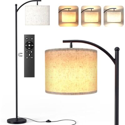 YICAIZI Stehlampe Wohnzimmer Dimmbar, Modern Standleuchte mit 3 Farbtemperaturen, Beigen Leinen-Lampenschirm, 12W Glühbirne inklusive, Fernbedienung und Fußschalterfür Wohnzimmer, Schlafzimmer, Büro YICAIZI Stehlampe Wohnzimmer Dimmbar, Modern Standleuchte mit 3 Farbtemperaturen, Beigen Leinen-Lampenschirm, 12W Glühbirne inklusive, Fernbedienung und Fußschalterfür Wohnzimmer, Schlafzimmer, Büro