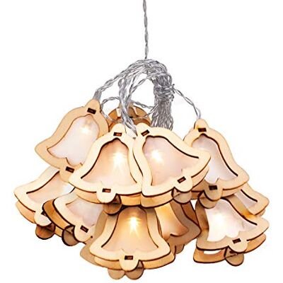 MyBestHome KING Dekorative Lichterkette mit Holzglöckchen - Lichterkette MyBestHome KING Dekorative Lichterkette mit Holzglöckchen - Lichterkette