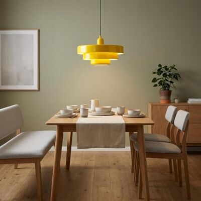 B·LED BARCELONA LED BARCELONA LED Pendelleuchte MACARRON Gelb 3-stufig, Metall Eisen, Bauhaus Minimalistisch, Indirekte Blendfreie Beleuchtung, Klassisch Vintage Modern & Zeitloser Luxus E27 B·LED BARCELONA LED BARCELONA LED Pendelleuchte MACARRON Gelb 3-stufig, Metall Eisen, Bauhaus Minimalistisch, Indirekte Blendfreie Beleuchtung, Klassisch Vintage Modern & Zeitloser Luxus E27