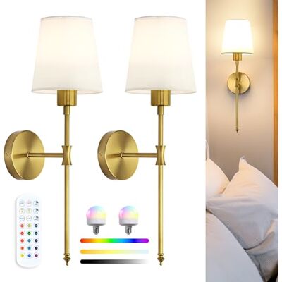 LuminexDesigns Wandleuchte Innen Akku LED Wandleuchte ohne Stromanschluss, RGB Wandlampe Akku mit Fernbedienung, 3000K/ 4500K/ 6000K, Wandlichte Innen für Wohnzimmer, Schlafzimmer, Kinderzimmer, Gold LuminexDesigns Wandleuchte Innen Akku LED Wandleuchte ohne Stromanschluss, RGB Wandlampe Akku mit Fernbedienung, 3000K/ 4500K/ 6000K, Wandlichte Innen für Wohnzimmer, Schlafzimmer, Kinderzimmer, Gold
