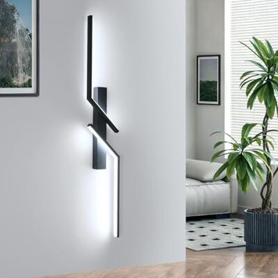 Goeco LED Wandleuchte Innen, 81 CM 24W LED Wandlampe Lang 2 Fimmige 6500K Kaltweißes Licht, Modern Led Wandlampe Schwarz für Flur Treppenhaus Wohnzimmer Schlafzimmer Goeco LED Wandleuchte Innen, 81 CM 24W LED Wandlampe Lang 2 Fimmige 6500K Kaltweißes Licht, Modern Led Wandlampe Schwarz für Flur Treppenhaus Wohnzimmer Schlafzimmer