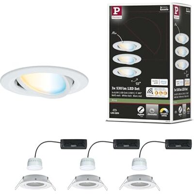 Paulmann 92440 LED Einbauleuchte Nova Coin rund 84mm 50° Tunable White 3x6W 3x500lm 230V Weiß matt Alu Druckguss Paulmann 92440 LED Einbauleuchte Nova Coin rund 84mm 50° Tunable White 3x6W 3x500lm 230V Weiß matt Alu Druckguss