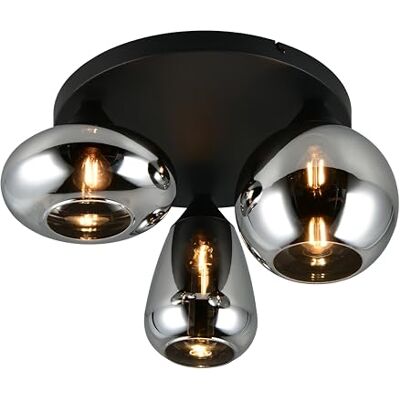 Trio Leuchten Deckenleuchte Lumina 617030332, Metall Schwarz matt, Glas Chrom bedampft, exkl. 3x E14, Smoke Trio Leuchten Deckenleuchte Lumina 617030332, Metall Schwarz matt, Glas Chrom bedampft, exkl. 3x E14, Smoke