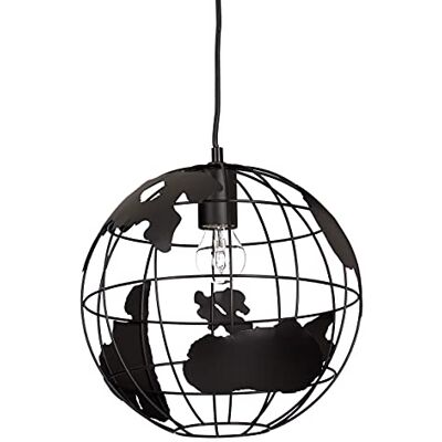 Relaxdays Hängeleuchte Kugel, Pendelleuchte im Globus Design, höhenverstellbare Deckenlampe aus Metall, Ø 30 cm, schwarz Relaxdays Hängeleuchte Kugel, Pendelleuchte im Globus Design, höhenverstellbare Deckenlampe aus Metall, Ø 30 cm, schwarz