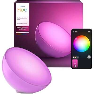 Philips White & Color Ambiance Go Tischleuchte (530 lm), dimmbare LED Leuchte für das Hue Lichtsystem mit 16 Mio. Farben, smarte Lichtsteuerung über Sprache oder App, weiß Philips White & Color Ambiance Go Tischleuchte (530 lm), dimmbare LED Leuchte für das Hue Lichtsystem mit 16 Mio. Farben, smarte Lichtsteuerung über Sprache oder App, weiß