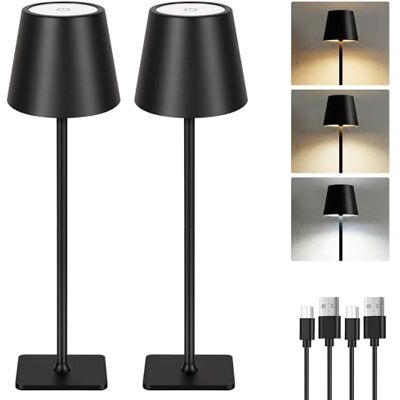 ROTTOGOON Kabellos Tischlampe 2 Stück Touch Dimmbar Nachttischlampe mit 5000mAh Akku 3 CCT 2700K–6500K LED Tischleuchte IP44 Wasserdicht für Schlafzimmer Wohnzimmer Café Schwarz ROTTOGOON Kabellos Tischlampe 2 Stück Touch Dimmbar Nachttischlampe mit 5000mAh Akku 3 CCT 2700K–6500K LED Tischleuchte IP44 Wasserdicht für Schlafzimmer Wohnzimmer Café Schwarz