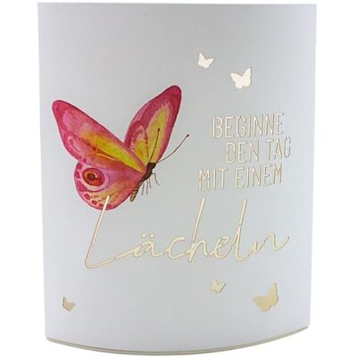 Dekohelden24 Poesielicht Nachtlicht Stimmungslicht mit Timer Batteriebetrieben Motiv: Beginne den Tag mit einem Lächeln L/B/H 13 x 5 x 16 cm. Dekohelden24 Poesielicht Nachtlicht Stimmungslicht mit Timer Batteriebetrieben Motiv: Beginne den Tag mit einem Lächeln L/B/H 13 x 5 x 16 cm.